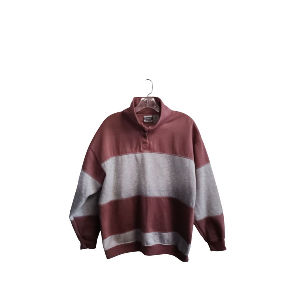 VTG Simply Basic Men's Dust‎ Purple and Gray Stripe Medium Polo Sweater